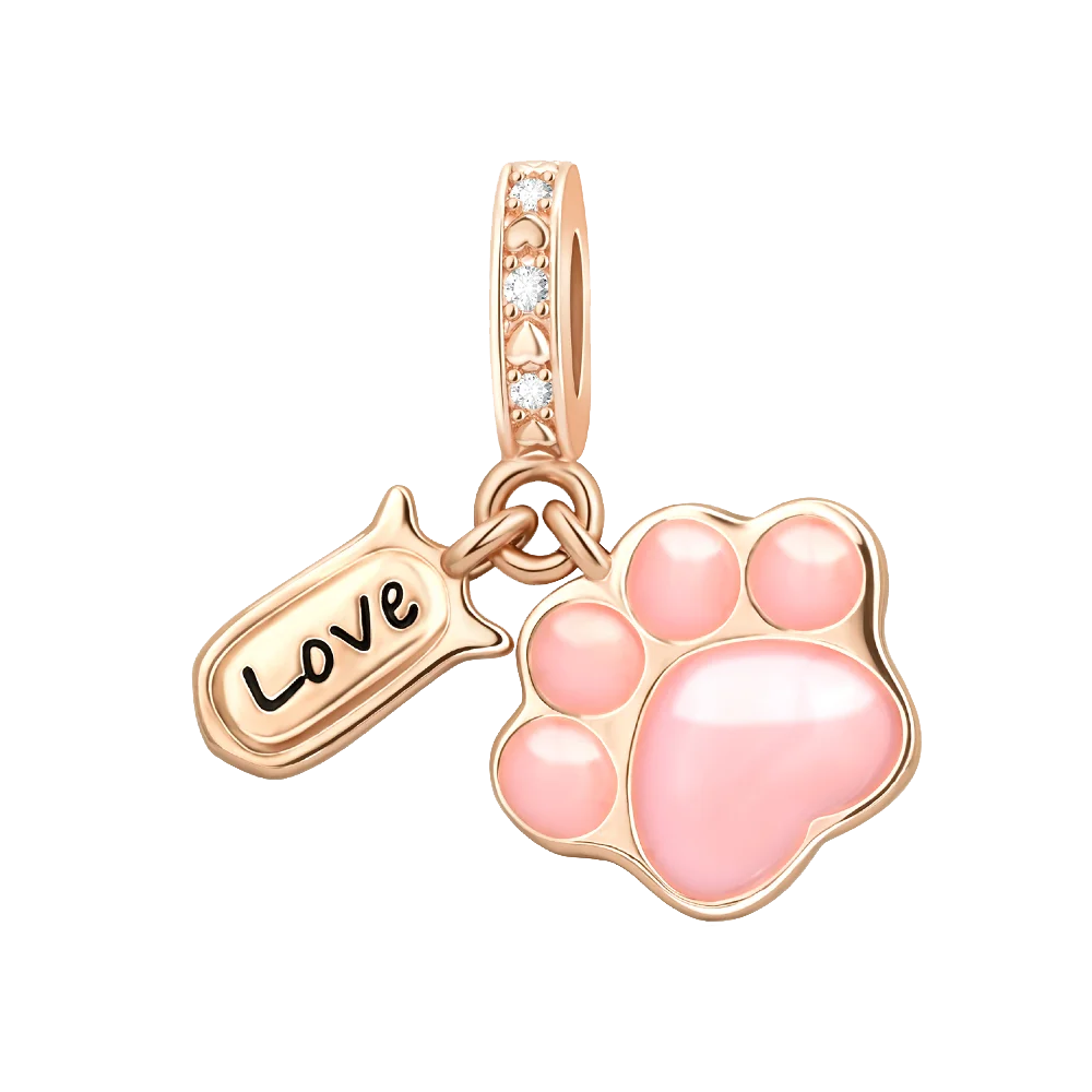 925 sterling silver pendant with paw print beads, compatible with original bracelet, men's and women's DIY jewelry gift