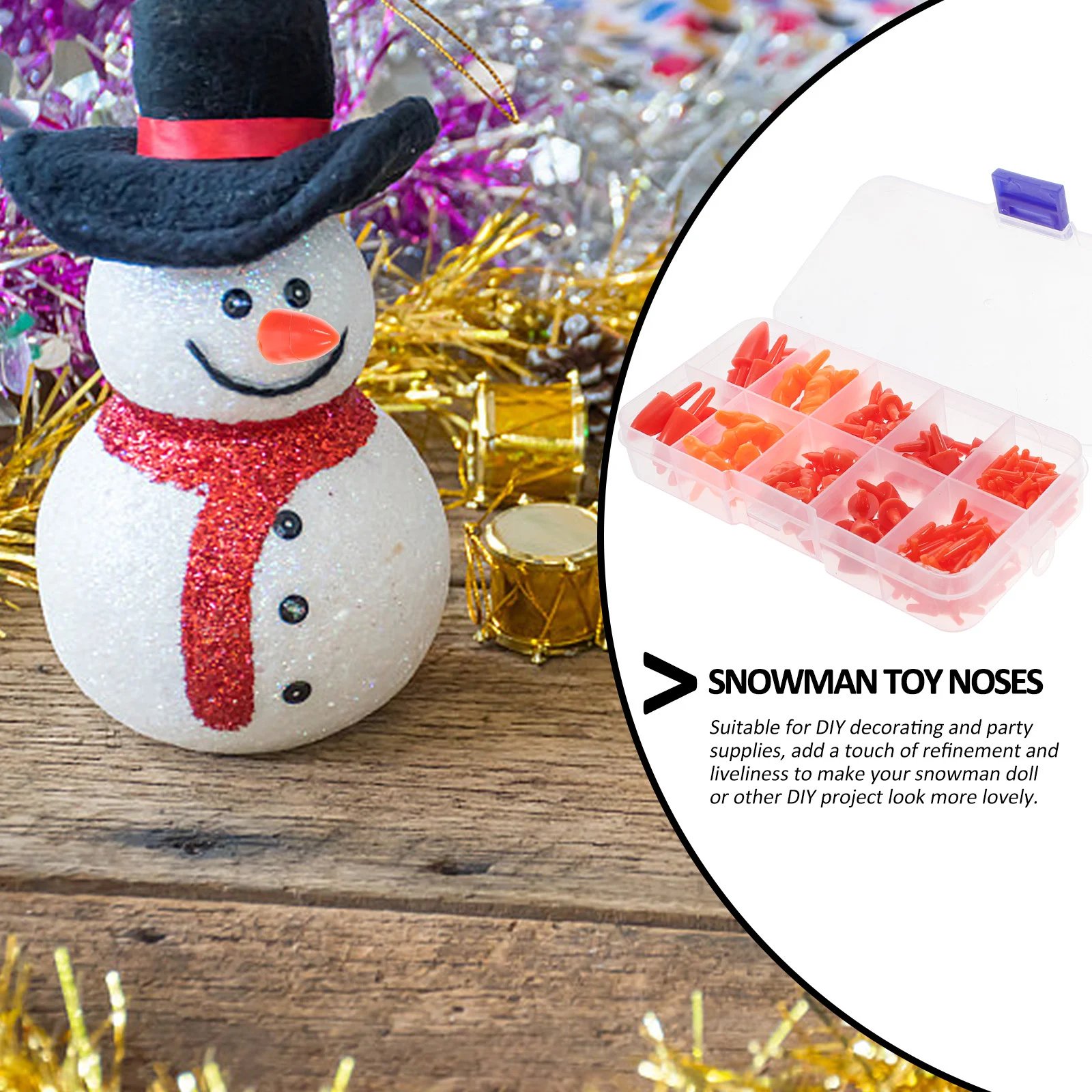 Nariz de muñeco de nieve de plástico, juguete para hacer Navidad, manualidades, accesorios de decoración de invierno DIY