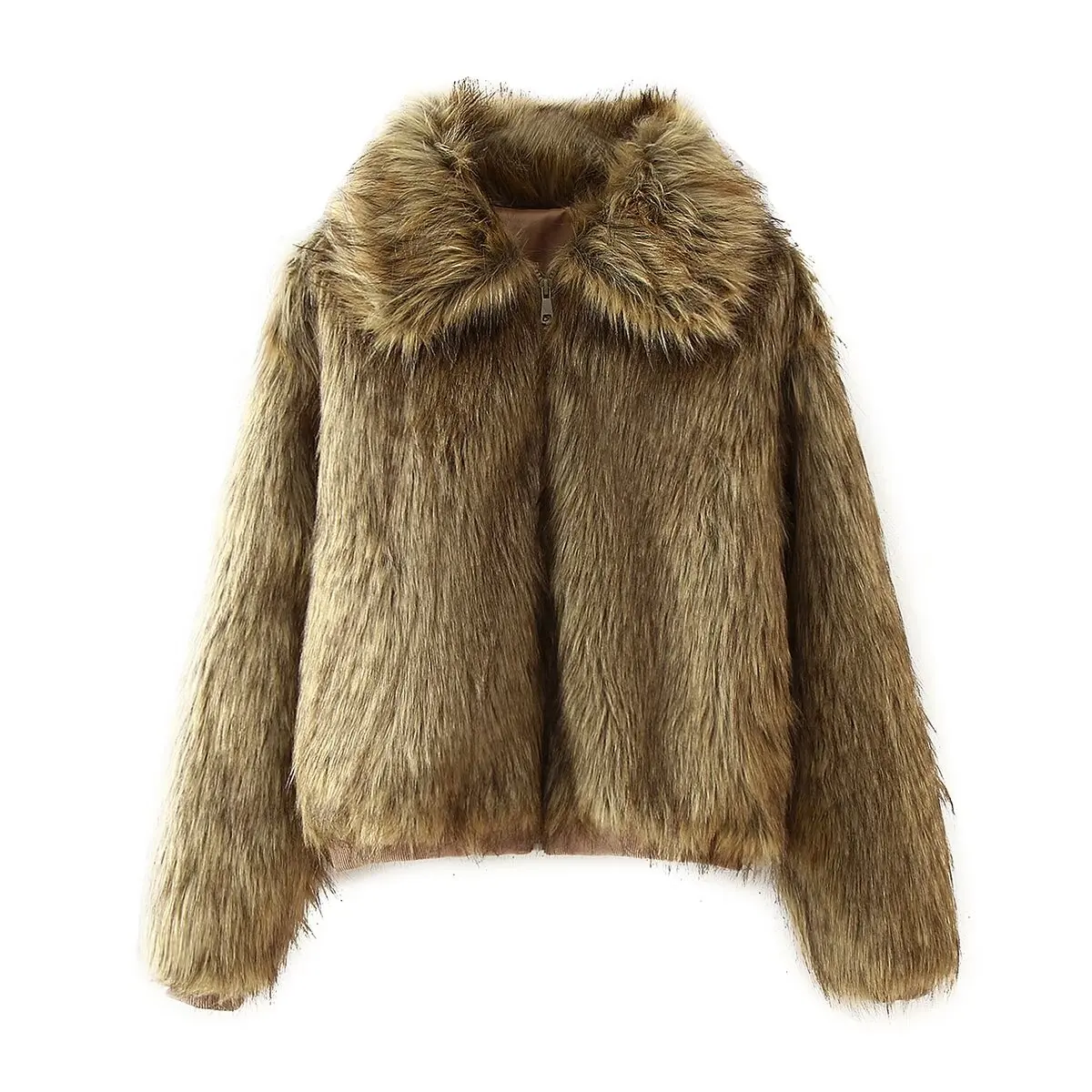 JNLEAOG Faionable Artificial Fur Effect Jaet Street Sle Women's Outerwear Autumn Collection Versatile Sli Design
