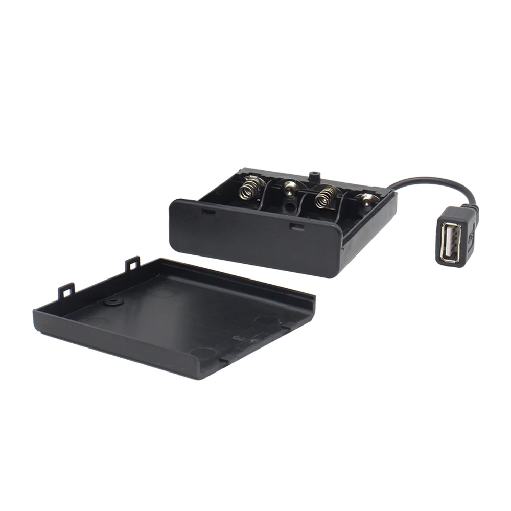 Soporte de caja de almacenamiento de batería 4 AA LR6 interruptor de caja no impermeable para tira de luces LED USB de 5V