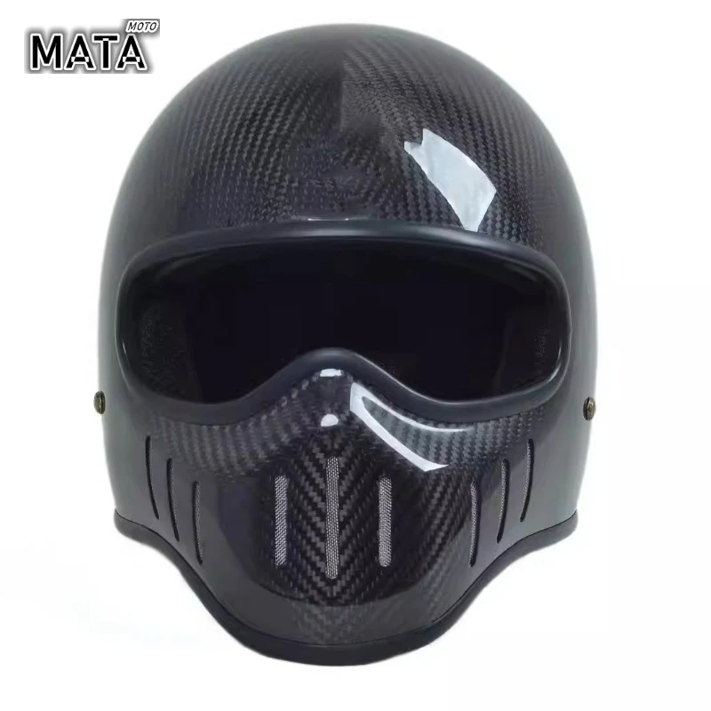

DOT Certified Japanese-style Retro Motorcycle Helmet Carbon Fiber/Fiberglass Material Cruising Devil Knight Heavy Motocross