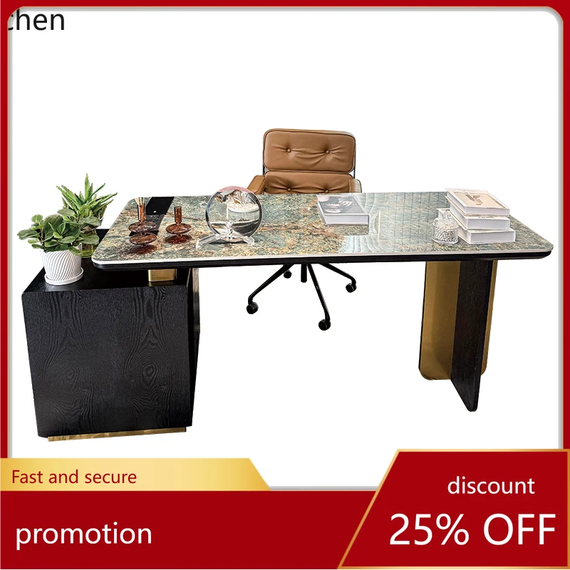 

CZ rock slab solid wood desk minimalist study desk chassis integrated computer desk