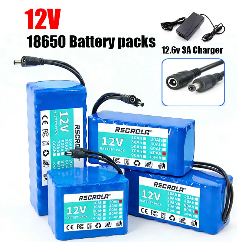 

12V 70000mAh Rechargeable 18650 Battery Pack 3S7P Lithium Battery for Speaker Flashlight CCTV Camera GPS Search Light