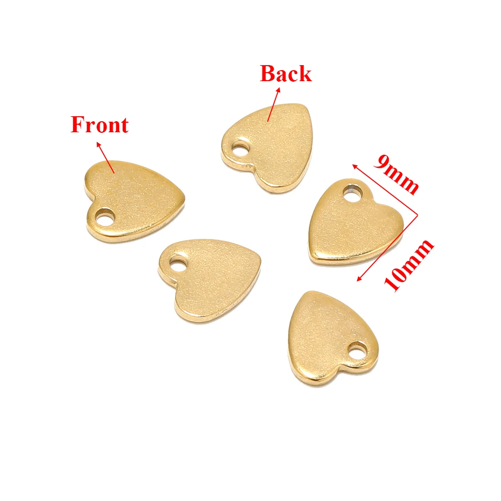 20 Stück Edelstahl-Anhänger in Form eines kleinen flachen Herzens für DIY-Schmuckherstellung, Halsketten-Ornamente, Armband-Endstücke und Zubehör. – Detail 6