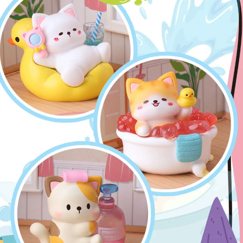 Bath Time Meow Crew Blind Box Cute Bathing Cat Figurine Cat PAI Series Resin Desktop Home Ornament Mystery Box Surprise Toy Gift - view 6