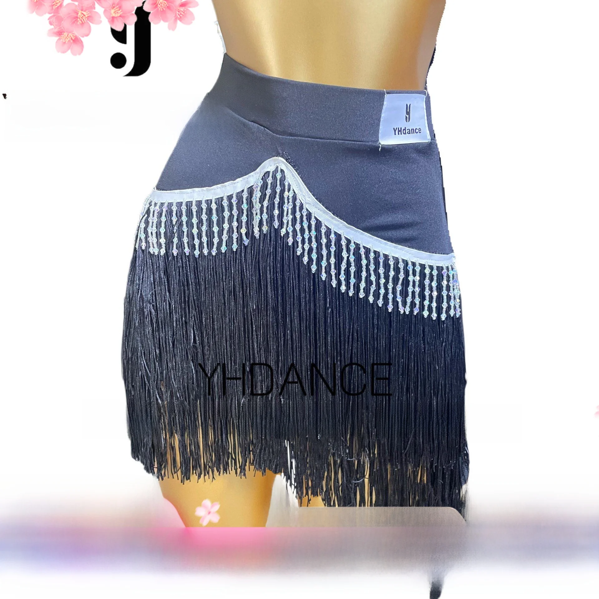 yhdance-ラテンダンススカート-レディース-タッセル付き-エンコード加工-ボディコン-新スタイル-ハーフ丈-ボトム付き-練習用-トレーニングダンス-チャチャチャ