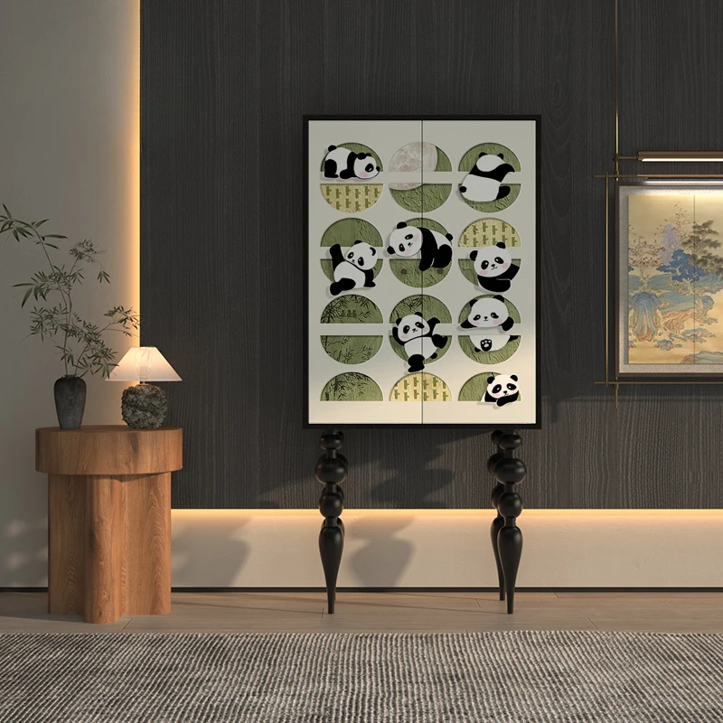 MJY Panda solid wood tall living room integrated storage storage can be customized side cabinet