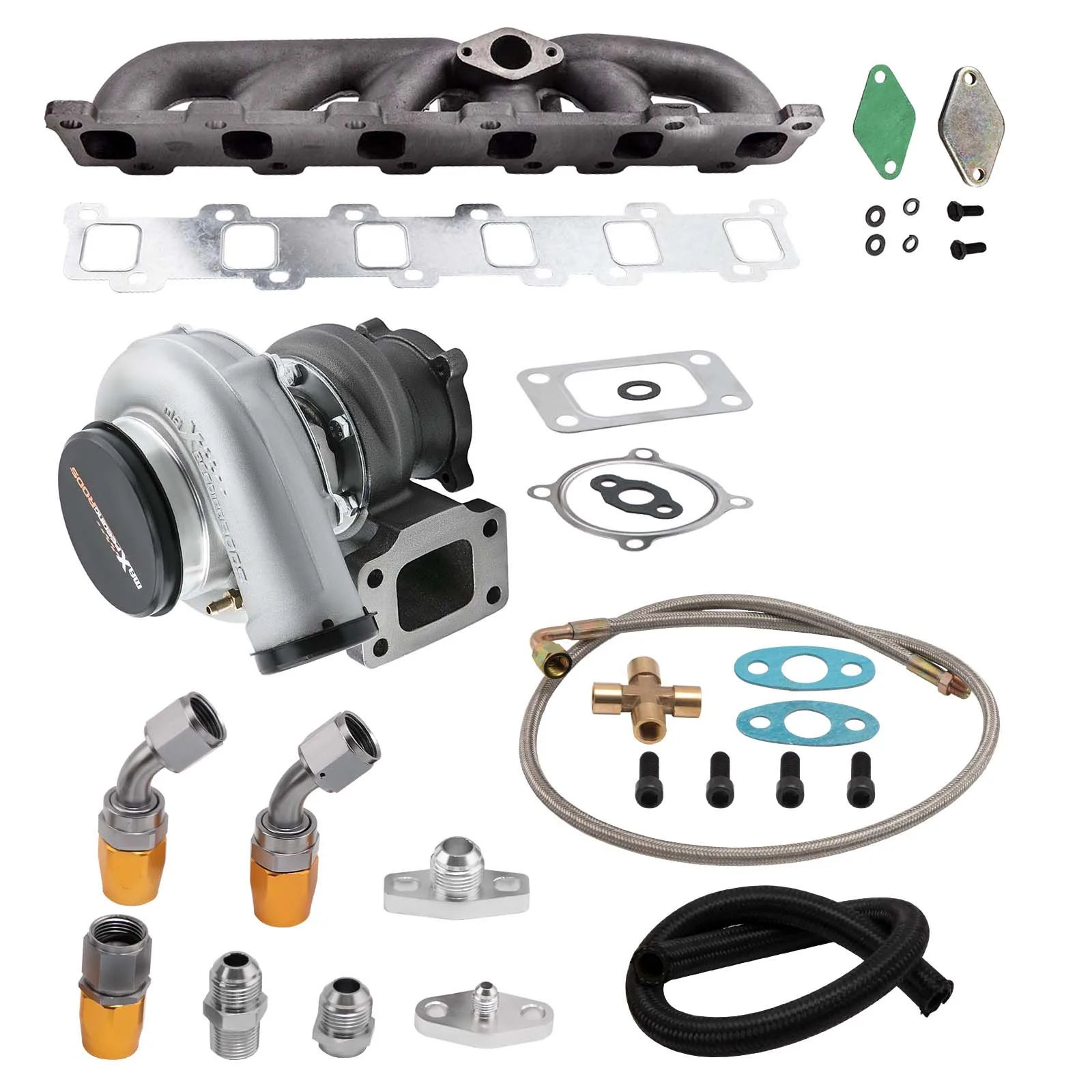 MaXpeedingrods TD42 Turbocharger Turbo Kit For Nissan Patrol Y60 GR 4.2L TD42 TB42 TB45 Oil Line Kit &Exhaust Manifold