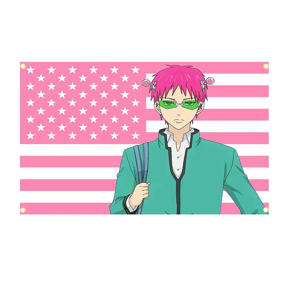 60x90cm/90x150cm American Kusuo Saiki D-Disastrous Life Of Saiki K Flag Tapestry Anime Art Banner For Bedroom Outdoor Decor