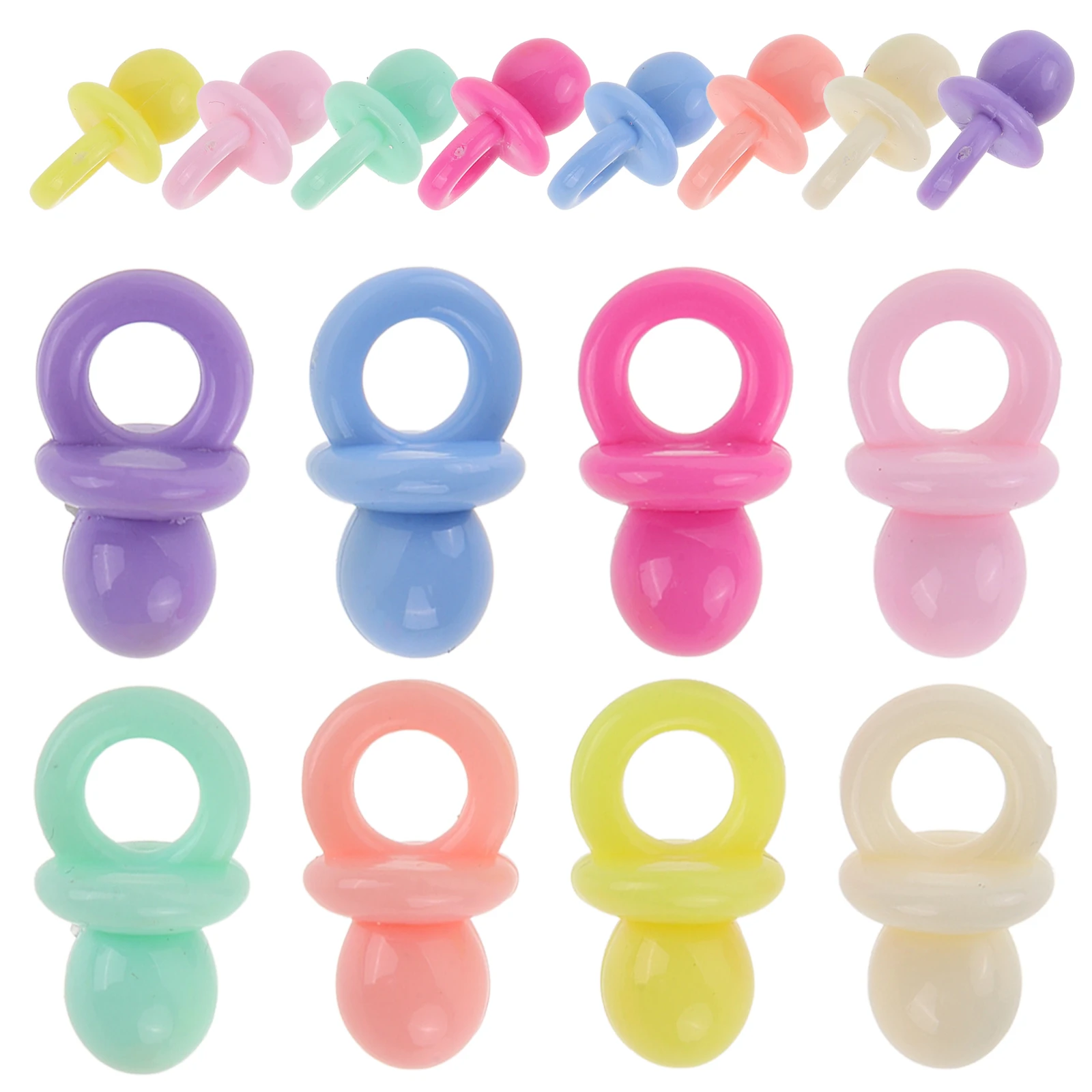 

50pcs Mini Simulated Pacifier Accessories for Phone Case DIY Charm Hair Clip Decor Bright Beautiful Resin Craft Supplies