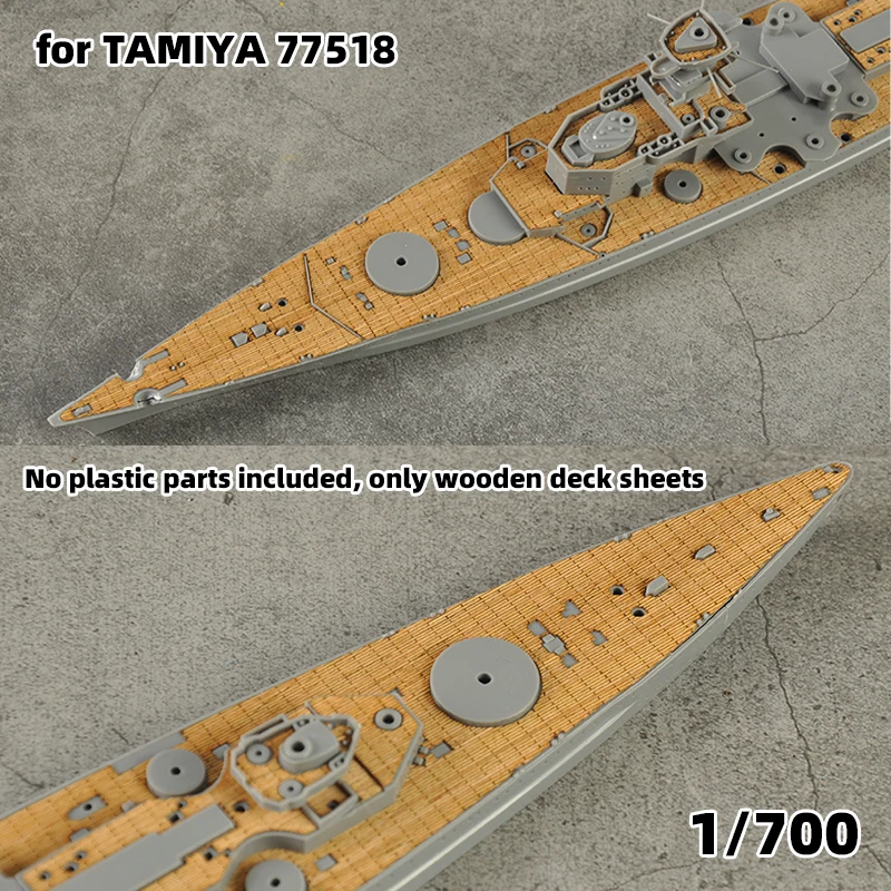 Modellteile, lasergeschnittene Holzdeckplatte mit selbstklebender Ankerkette für Tamiya 77520 77518 Gneisenau & Scharnhorst 1/700 – Detail 1