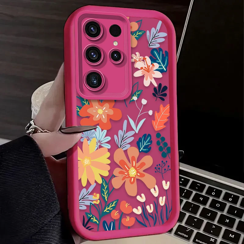 الفن الملونة زهرة قضية الهاتف لسامسونج غالاكسي S24 S25 S23 الترا S22 S21 زائد FE A36 A56 A26 A16 A06 A15 A25 A35 A55 5G eتوي