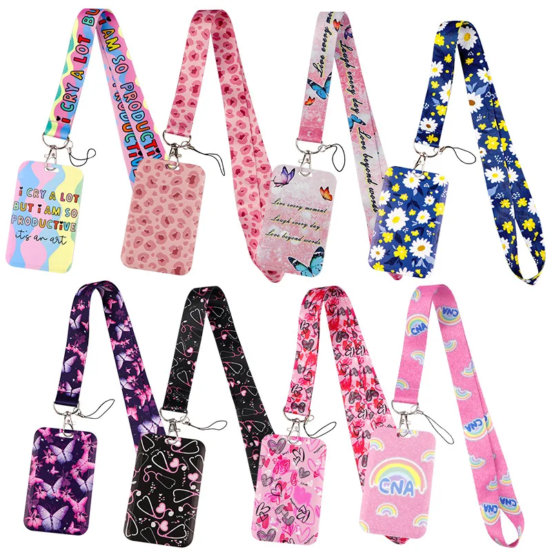 Gray Leopard Lanyard For Keys ID Card Cover Badge Holder Business Phone Key Lanyard Neck Straps Keychain