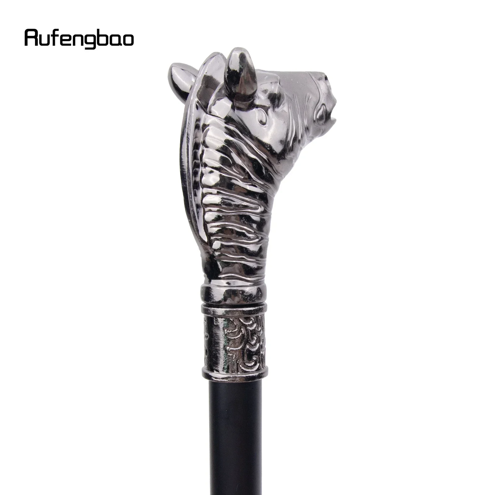 ไม้เท้าตกแต่งรูปหัวม้าลายเงิน สไตล์วินเทจ สำหรับคอสเพลย์ สตีมพังก์ และทุกโอกาส