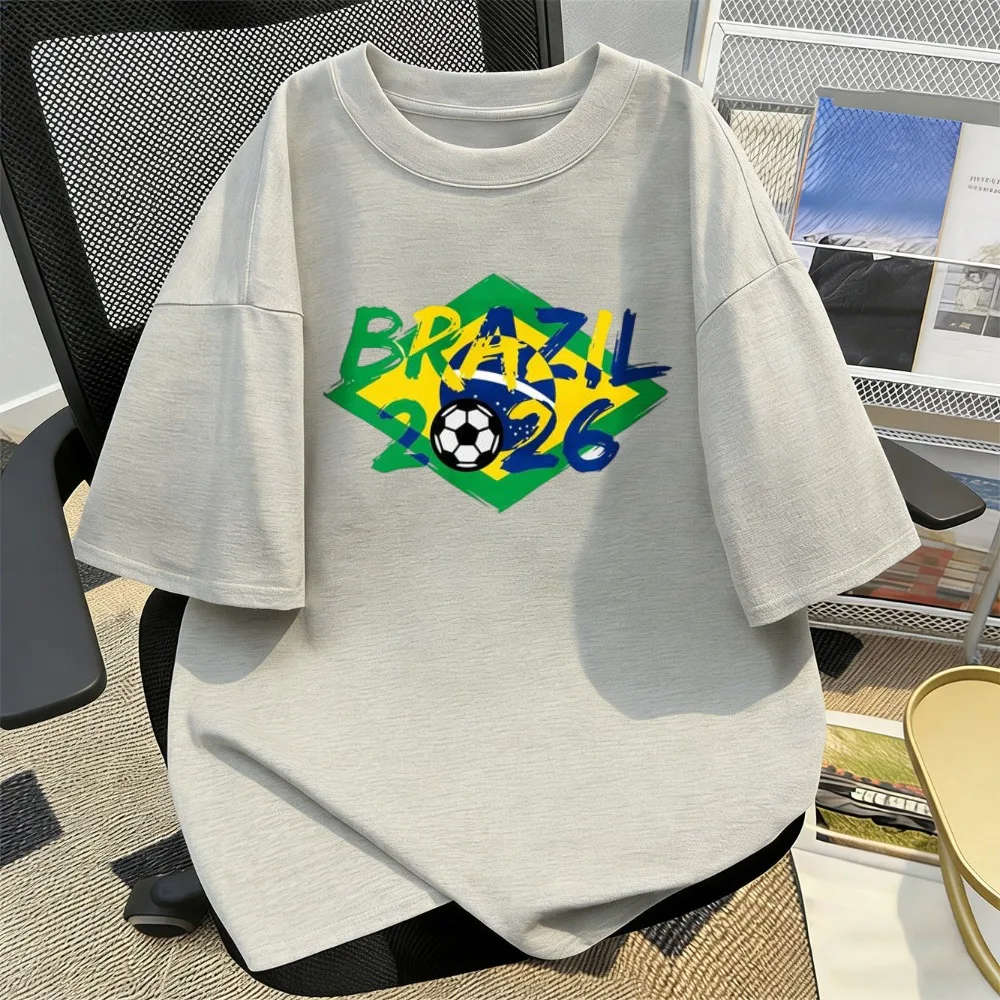 90s Style 2026 Football Bella Printing Tee Soccer Graphic Flags Tee-shirt Fashion High Quality Cotton Short-sleeve Tshirt Top