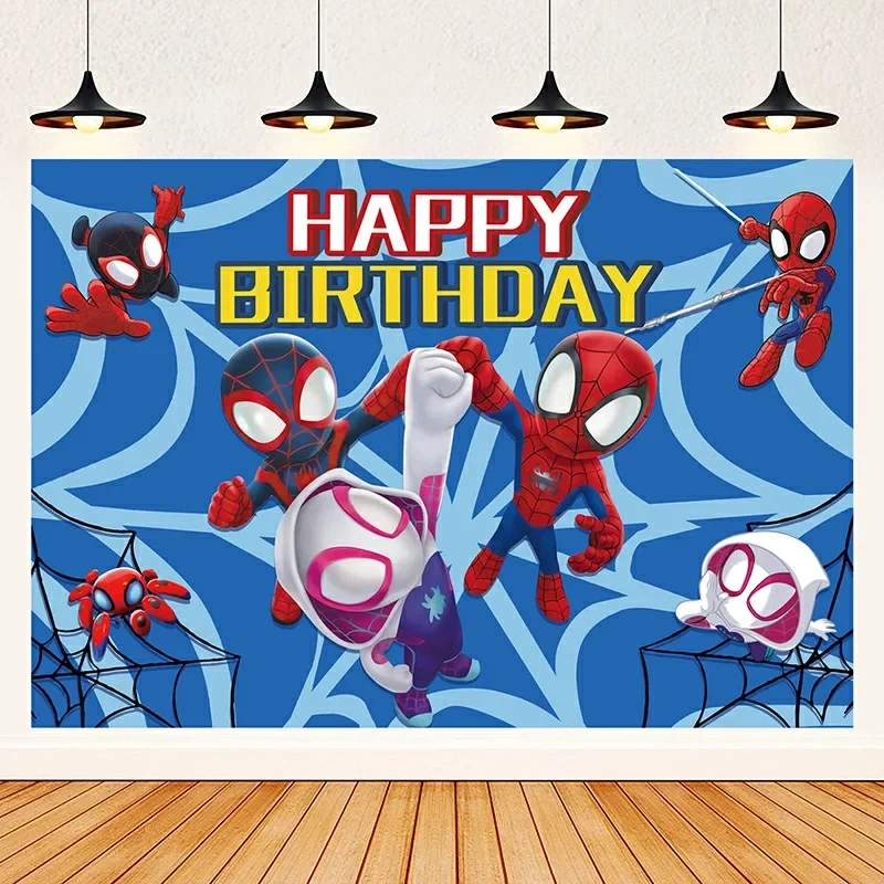 Disney Spidey and His Amazing Friends Photography Backgrounds Cloth Hero Boys Birthday Party Backdrop Photo Studio Decor NO DIY