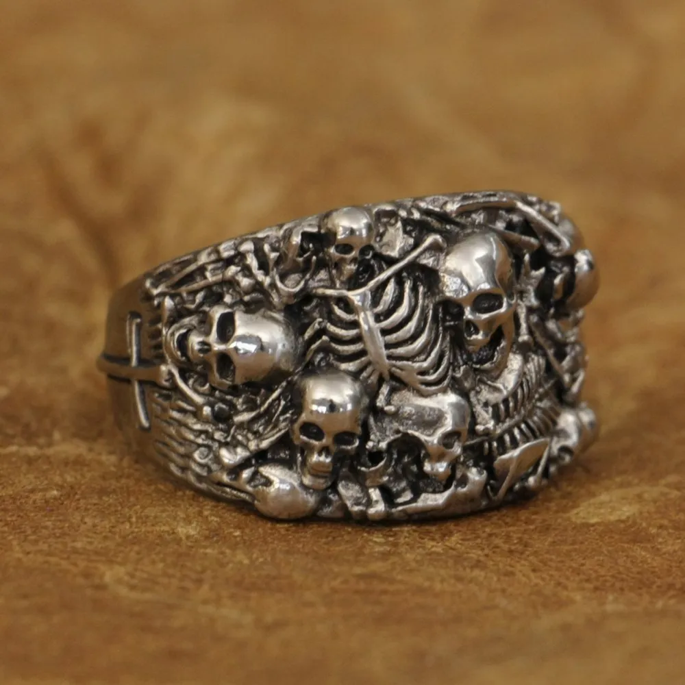 

Skulls Grave Cupronickel Ring Biker Rock Punk Jewelry CP257 US Size 7~15