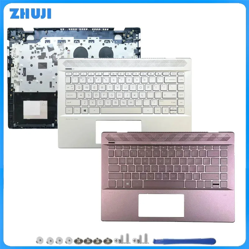 

New US Keyboard For Pavilion 14 14-CE TPN-Q207 G7A Laptop Palmrest Upper Top Case with Backlit Keyboard L19191-001