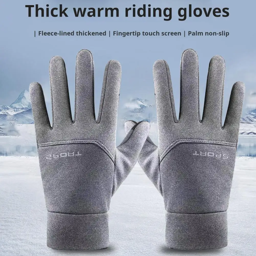 1 Pair Cycling Gloves Fleece Lined Mittens Waterproof Touchscreen Gloves Great Grip Palm Cold Weather Driving Skiing Gloves