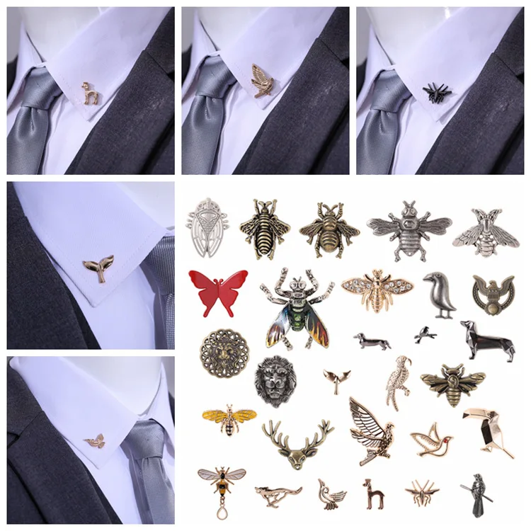 Vintage Insect Bee Crystal Brooch Pin Animal Bird Collar Pins Suit Shirt Corsage Jewelry Brooches for Women and Men Accessories