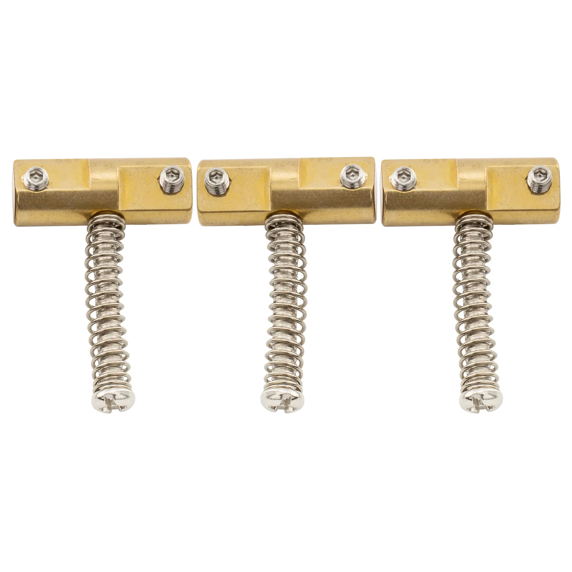 Wilkinson WTB 10.8mm Vintage-style Compensated Brass Guitar Saddles Set for Tele Style Bridge, Raw Color (Set of 3)
