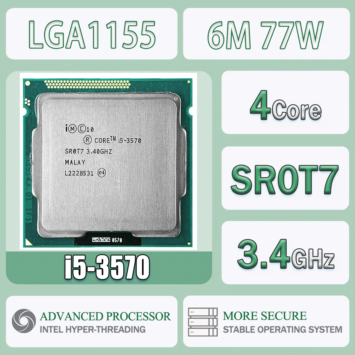 Servidor procesador de CPU de ordenador Intel Core I5-3570 Quad Core 3,4 Ghz L3 = 6M 77W Socket I5 3570 LGA 1155