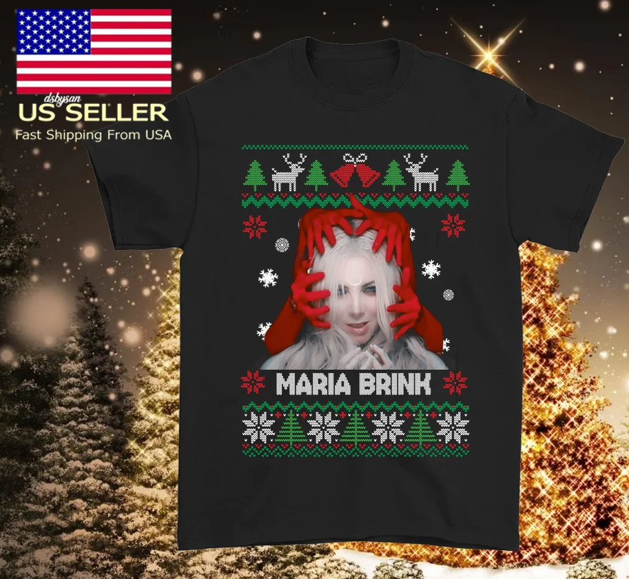 NEW Maria Brink Christmas Ugly black T-shirt black Short sleeve S-5Xl 1F858