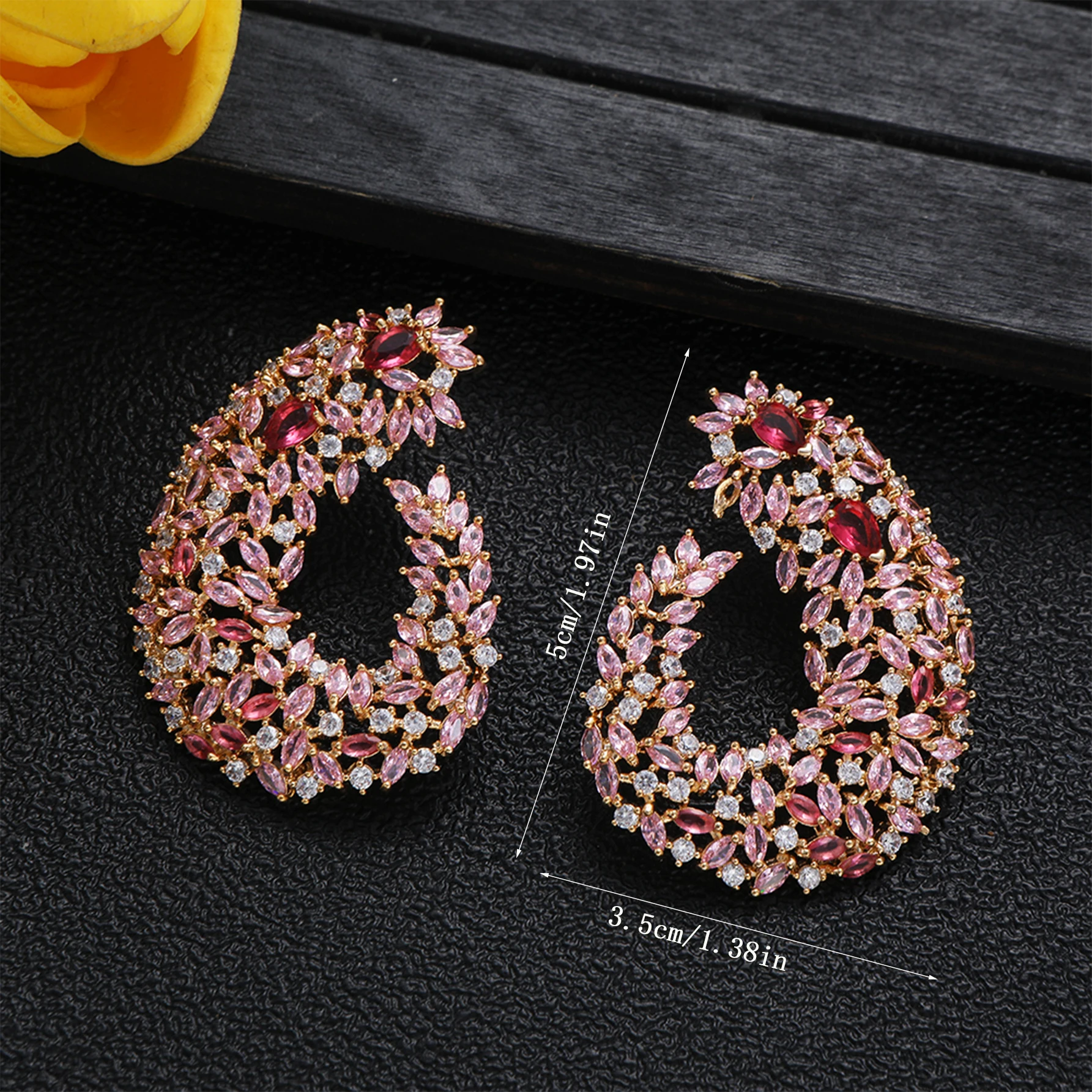 الأصلي الفاخرة AAA زركون العلامة التجارية الجديدة متعدد الألوان Waterdrop أقراط كبيرة للنساء هدية قطرة الشحن E1690 #2