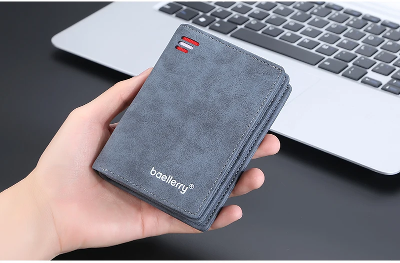 Brand Men PU Leather Short Wallet With Zipper Coin Pocket Vintage Big Capacity Male Short Money Purse Card Holder New