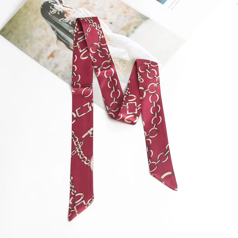 16 Farben bedruckter Blumenschal für Damen – schmales, glattes Band als Stirnband, Halstuch, Taschenband, Haargummi, Gürtel und Accessoires – Detail 9