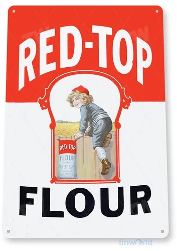 TIN SIGN Red Top Flour Metal Décor Art Kitchen Cottage Farm Shop Store A589 --Tin Sign