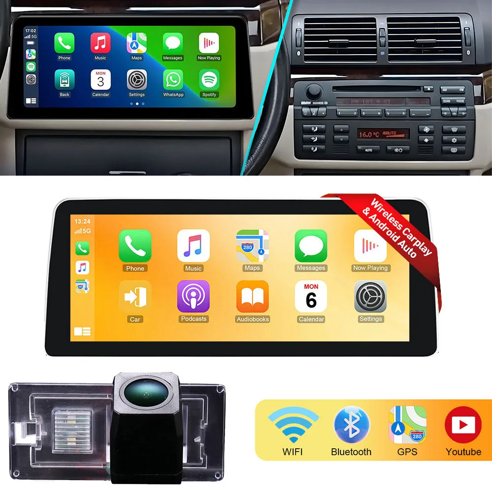 Автомобильный радиоприемник Android Bluetooth Carpaly GPS-навигация + HD-камера для BMW 3er E46 316i 318d 318i 320d 320i 323i 325i 328i 330D M3 MG