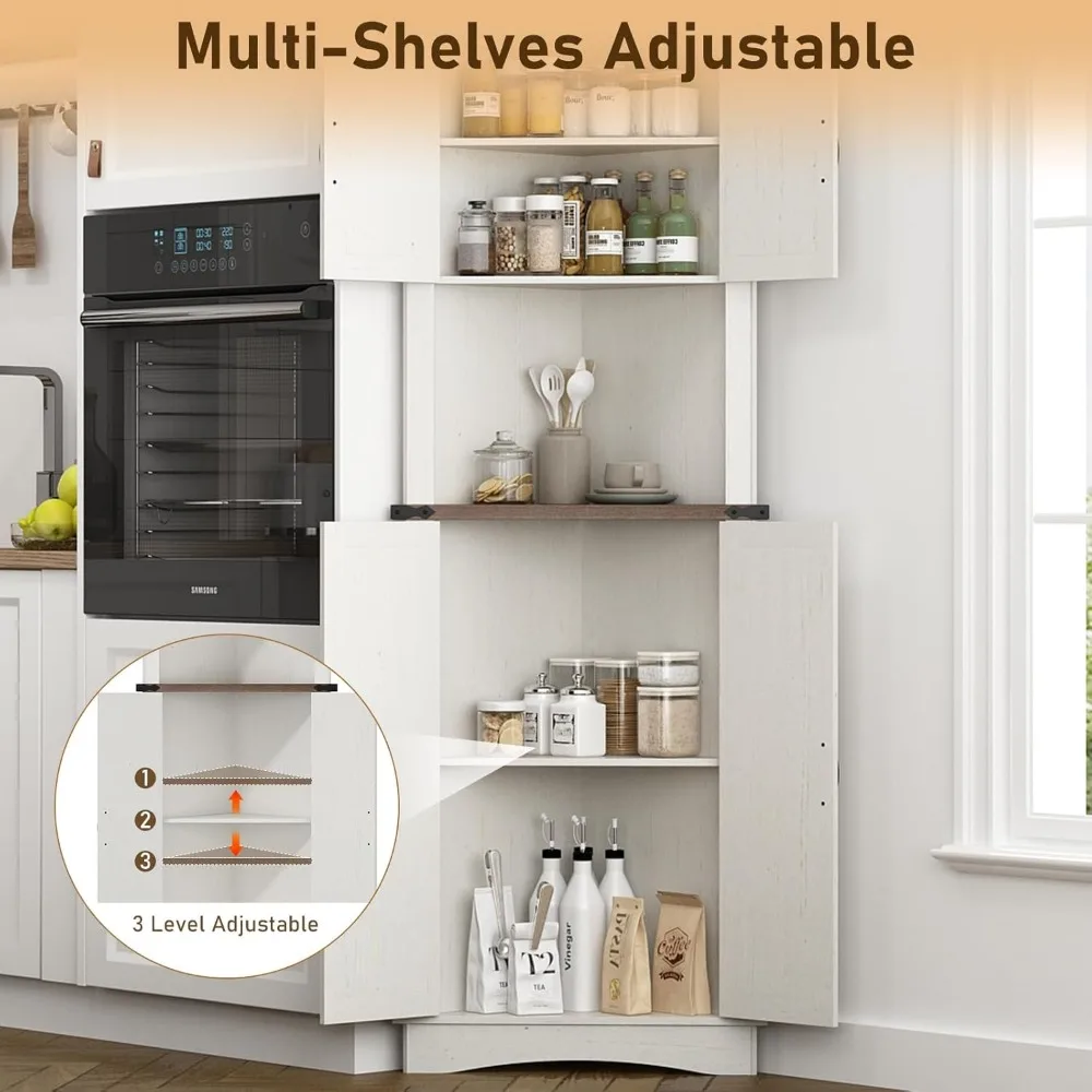 68" hoher Eckschrank mit 4 Türen und verstellbaren Regalen