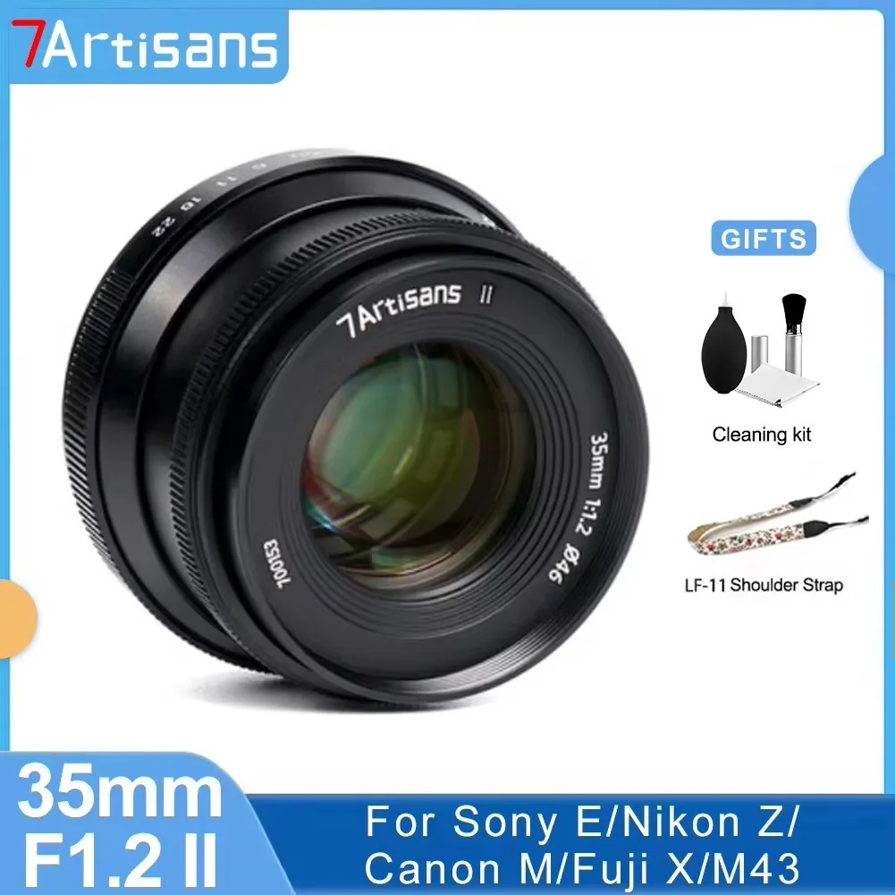 7artisans APS-Cポートレートカメラレンズ、35mm、f1.2、ii、mf、Fuji、x、sony、e、canon、EOS-M、m4,3、nikon zマウント、a6300、a6400、xt3、xt4、m50、zf