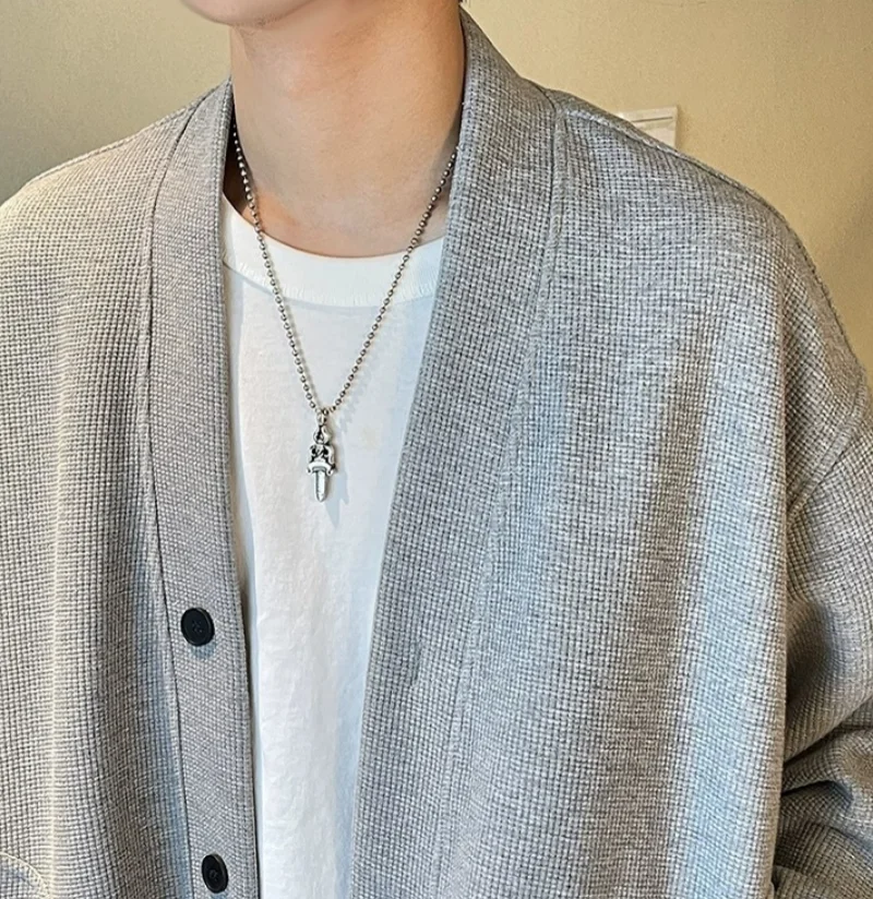 

2026 New Korean Fashion Cardigan For Men Autumn Solid Color Y2K Streetwear Sweatshirts Man Casual Vintage Loose Jackets Sweaters