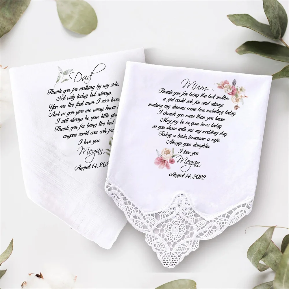 Wedding Gift for Parents / Wedding Handkerchief For Mum and Dad / Gift Set Thank you Gift / Personalised Gift from bride groom