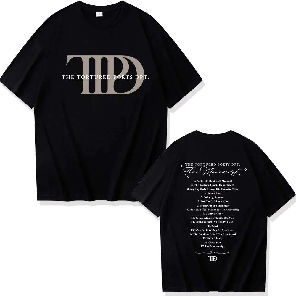 2024 New Album The Tortured Poets Department T Shirt Fashion Men Harajuku Vintage T-Shirt Women High Quality Cotton Tees Shirts