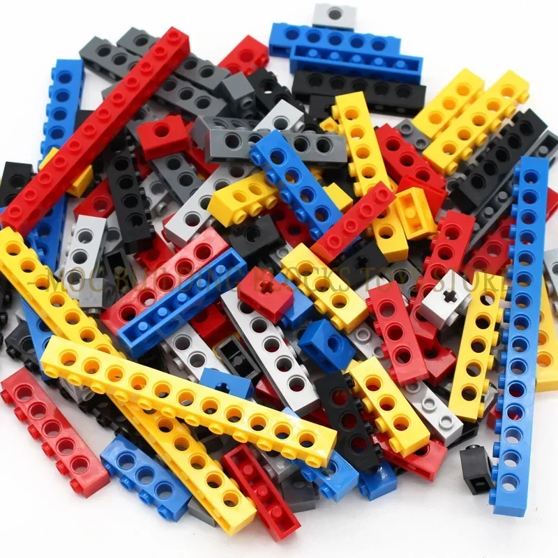 TECHNIC-bloques de construcción MOC para niños, juguete de ladrillos gruesos, con tachuelas, piezas de bloques de construcción de 6 colores, rayo largo, Robot, juguetes para niños