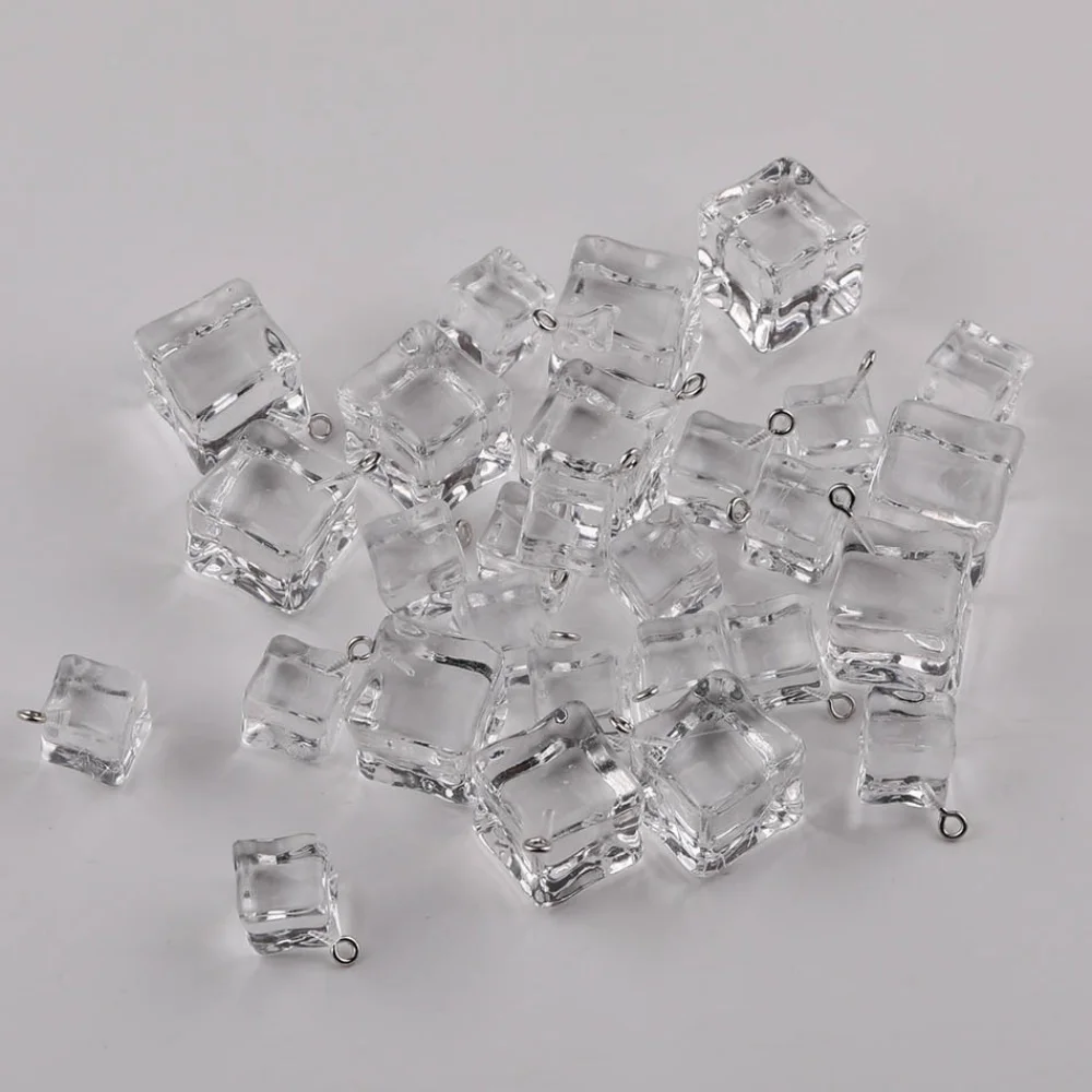 10pcs 12/18mm Trans parent Ice Cube Acrylic Charms Pendant Fit Jewelry Making DIY Jewelry Findings Accessories