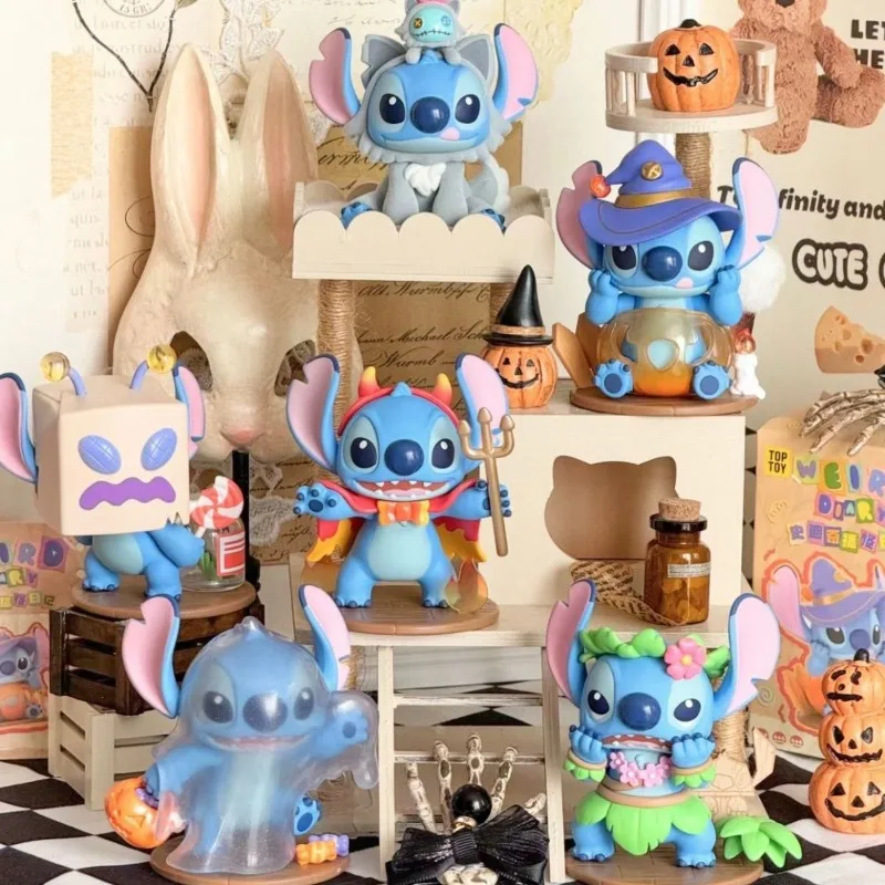 Disney Stitch Animation Peripheral Blind Box, Desktop Decoração Ornamentos, Halloween Funny Dress Series Presentes, Presentes das meninas