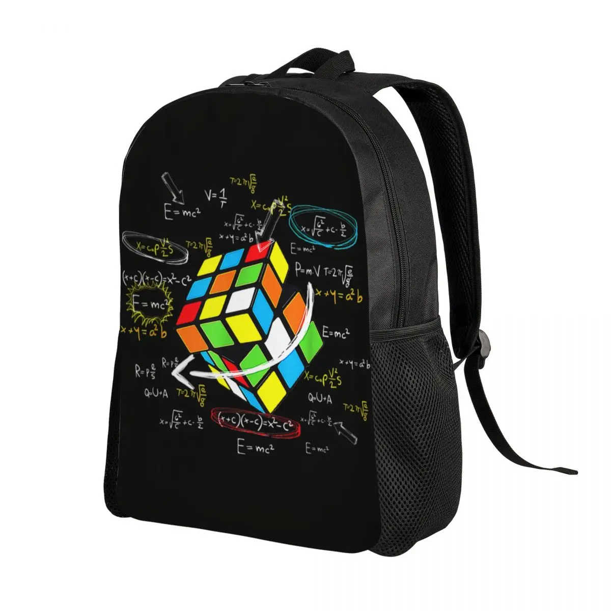 Customized Math Rubik Rubix Cube Caps Travel Backpack Women Men School Computer Bookbag College Student Daypack Bags