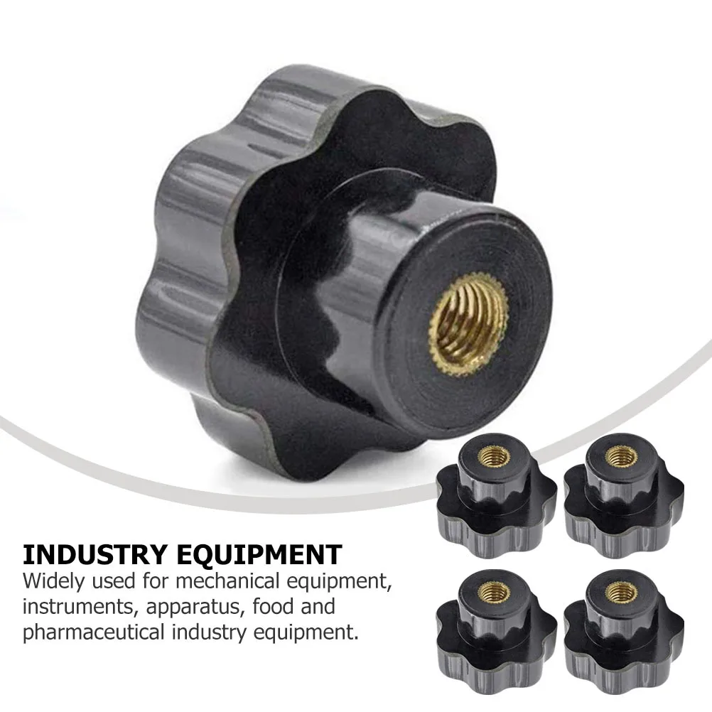 

12Pcs Plum Blossom Shape Screw-on Thread Knobs Non-Slip Handle Clamping Knobs for Instruments Mechanical Equipment Food Industry