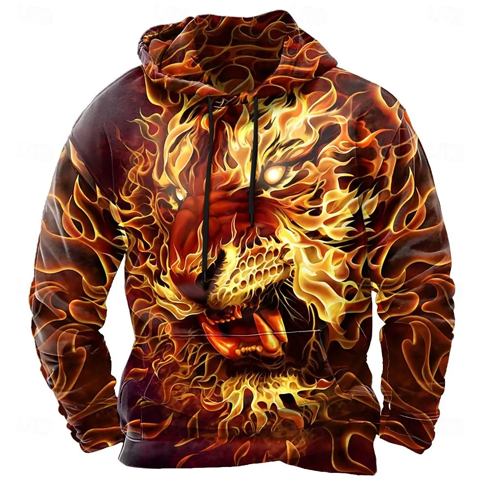 

3D Print Animal Tiger Graphic Men's Hoodies Autumn Comfortable Long Sleeve Sweatshirts Oversize Breathable Fashion Cool Clothing