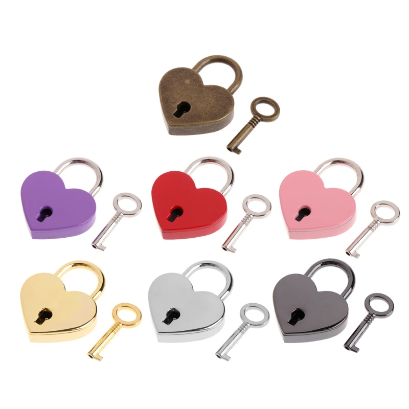 Lucchetti Archaize Mini Heart in metallo per lucchetto dei desideri con chiave per ragazze innamorate S