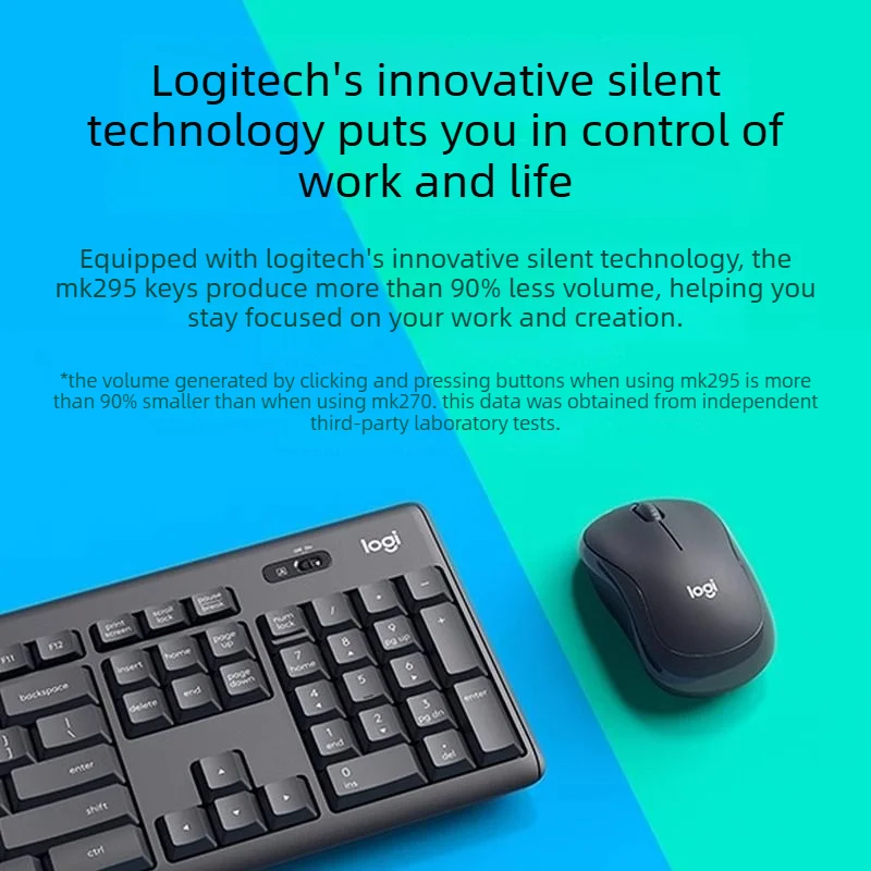 Logitech MK295 Wireless Keyboard and Mouse Combo Silent Waterproof 2.4G Wireless Set for Office Home Laptop Desktop