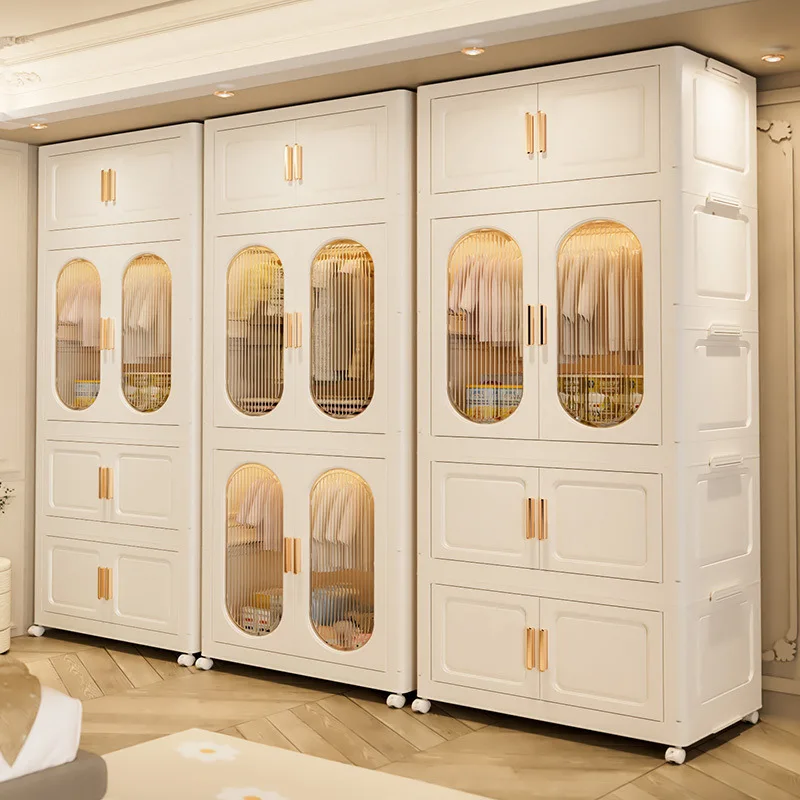 

Wardrobe Storage Cabinet Foldable Home Locker Adult Baby Bedroom Wardrobe Plastic Clothes Children's Locker