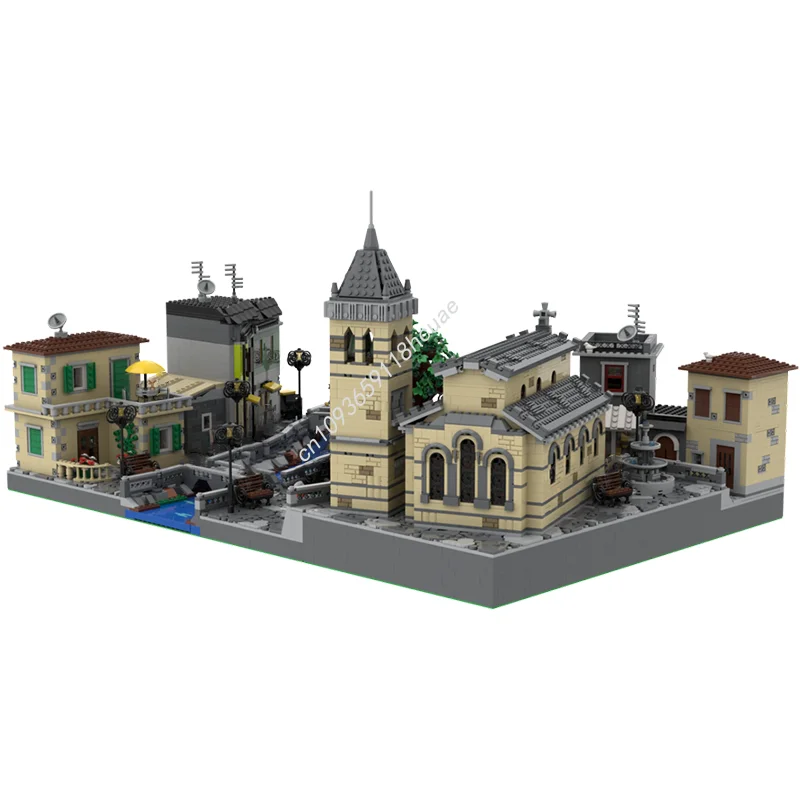 9179 stücke MOC Italienischen Dorf Cityed Modell Bausteine Spielzeug Architektur DIY Bildung Ziegel Kinder Weihnachten Geschenke Geburtstag