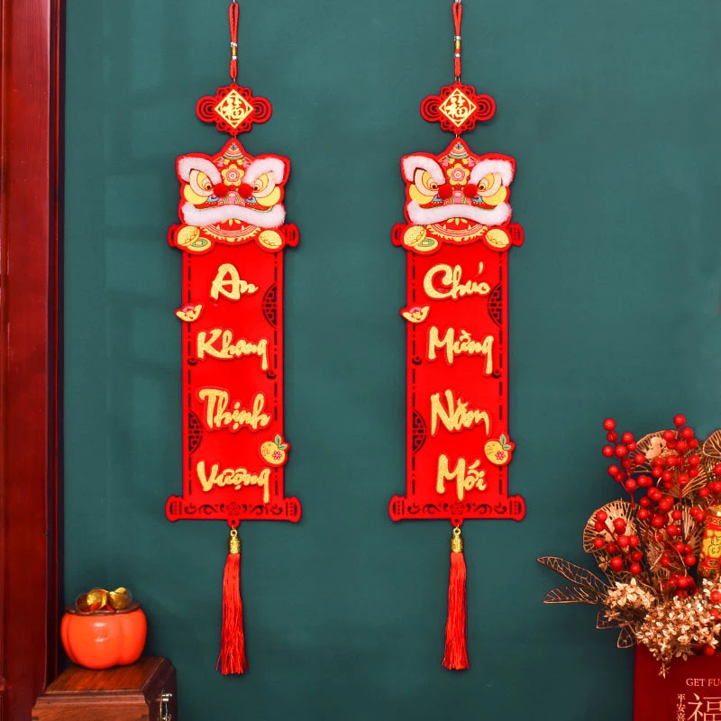 Non-woven Vietnamese Text Tet Decorations Spring Festival Wall Ornament Traditional Lunar New Year Hanging