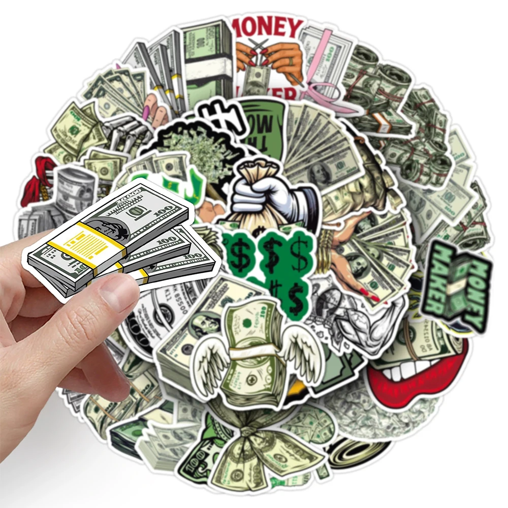 10/30/50pcs Cool Dollar Money Maker Stickers Personalized Graffiti Decals DIY Suitcase Laptop Phone Bike Cartoon Sticker Packing