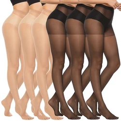 Kave 6 Pairs 20D Women's Sheer Tights Ultra Thin High Waist Pantyhose Thigh High Stockings Office Ladies Socks Black Stocking